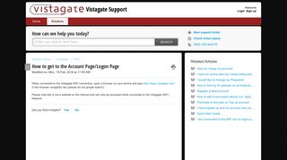 
                            3. How to get to the Account Page/Logon Page : Vistagate Support
