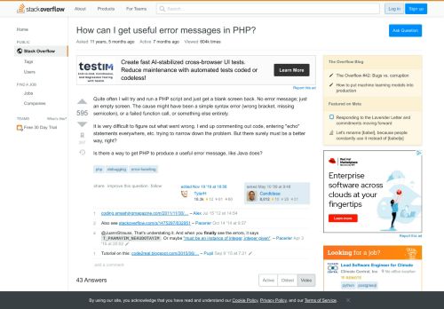 
                            7. How to get useful error messages in PHP? - Stack Overflow