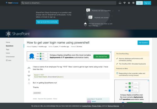 
                            1. How to get user login name using powershell - SharePoint Stack ...