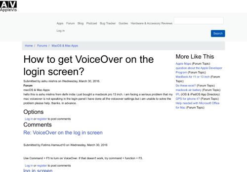 
                            2. How to get VoiceOver on the login screen? | AppleVis