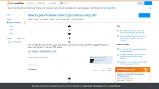 
                            10. How to get Windows User Login Status using c#? - Stack Overflow