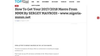 
                            10. How To Get Your 2017/2018 Mavro From MMM By SERGEY ...