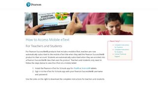 
                            10. How to get your Mobile Apps and eTexts - Pearson School