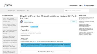 
                            3. How to get/reset a Plesk Administrator password in Plesk for Linux ...