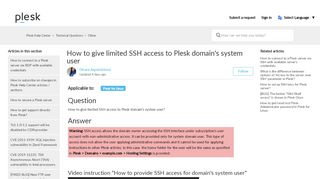 
                            4. How to give limited SSH access to Plesk domain's system user – Plesk ...