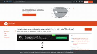 
                            3. How to give permissions to www-data to log in with ssh? - Ask Ubuntu
