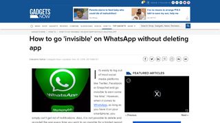 
                            11. How to go 'invisible' on WhatsApp without deleting app - Gadgets Now