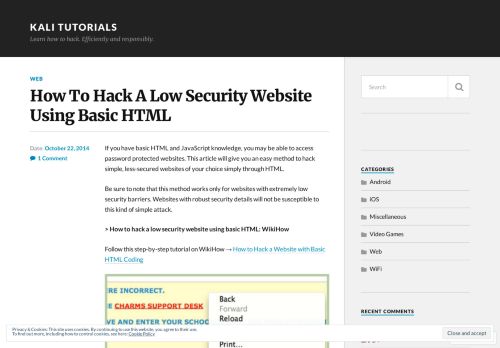 
                            4. How To Hack A Low Security Website Using Basic HTML – Kali Tutorials