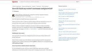 
                            6. How to hack my router's username and password - Quora
