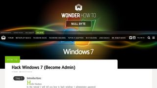 
                            9. How to Hack Windows 7 (Become Admin) « Null Byte :: WonderHowTo