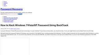 
                            11. How to Hack Windows 7/Vista/XP Password Using BackTrack ...