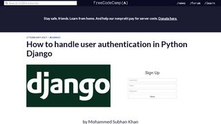 
                            8. How to handle user authentication in Python Django – freeCodeCamp ...