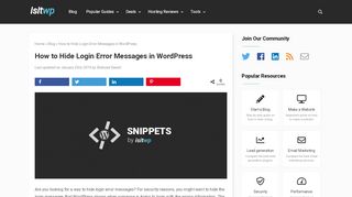 
                            10. How to Hide Login Error Messages in WordPress - IsItWP