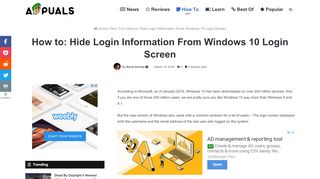 
                            1. How to: Hide Login Information From Windows 10 Login Screen ...