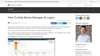
                            3. How To Hide Server Manager At Logon – 250 Hello - TechNet Blogs
