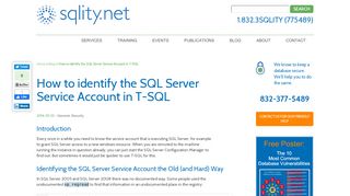 
                            2. How to identify the SQL Server Service Account in T-SQL - sqlity.net