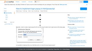 
                            2. How to implement login popup in html/javascript - Stack Overflow
