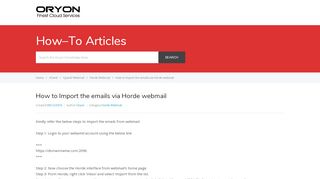 
                            9. How to Import the emails via Horde webmail - Oryon Knowledge Base