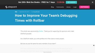 
                            10. How to Improve Your Team's Debugging Times with Rollbar — SitePoint