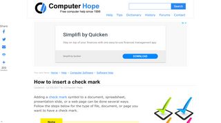 
                            11. How to insert a check mark - Computer Hope