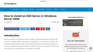 
                            11. How to install an SSH Server in Windows Server 2008 - TechGenix