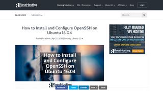 
                            9. How to Install and Configure OpenSSH on Ubuntu 16.04 | RoseHosting