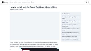 
                            12. How To Install and Configure Zabbix on Ubuntu 18.04 | Linuxize