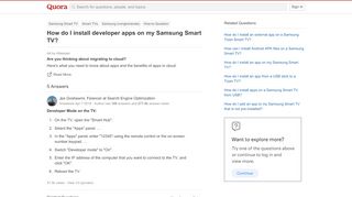 
                            7. How to install developer apps on my Samsung Smart TV - Quora