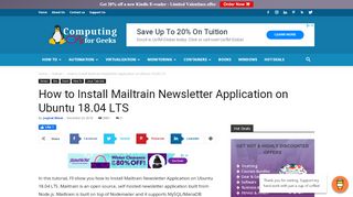 
                            12. How to Install Mailtrain Newsletter Application on Ubuntu 18.04 LTS ...