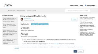 
                            7. How to install ModSecurity – Plesk Help Center - Plesk Support