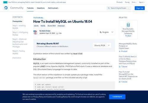 
                            2. How To Install MySQL on Ubuntu 18.04 | DigitalOcean