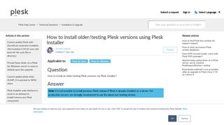 
                            2. How to install older or testing Plesk versions? – Plesk Help Center