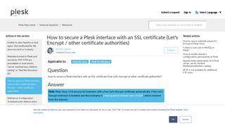 
                            1. How to install or renew SSL certificate for Plesk login page? – Plesk ...