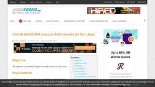 
                            1. How to install SSH ( secure shell ) service on Kali Linux - LinuxConfig ...