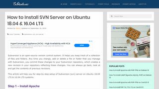 
                            9. How To Install SVN Server on Ubuntu 18.04 & 16.04 LTS - TecAdmin