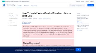 
                            12. How To Install Vesta Control Panel on Ubuntu 12.04 LTS | DigitalOcean