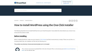 
                            11. How to install WordPress using the One-Click Installer – DreamHost