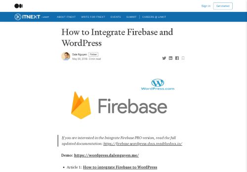 
                            1. How to Integrate Firebase and WordPress – ITNEXT