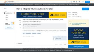 
                            5. How to integrate vBulletin auth with my site? - Stack Overflow