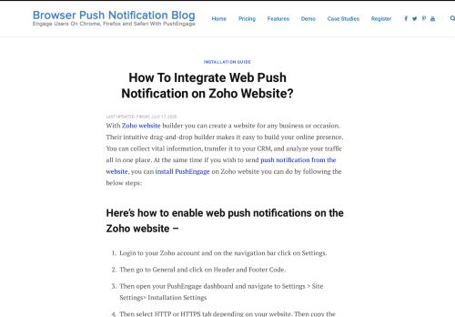 
                            11. How To Integrate Web Push Notification on Zoho Website?