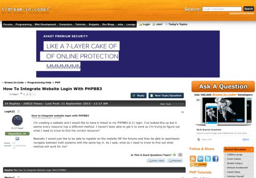 
                            8. How To Integrate Website Login With PHPBB3 - PHP | Dream.In.Code
