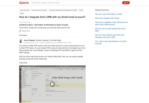 
                            10. How to integrate Zoho CRM with my Gmail email account - Quora