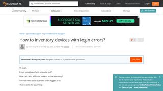 
                            5. How to inventory devices with login errors? - Spiceworks General ...