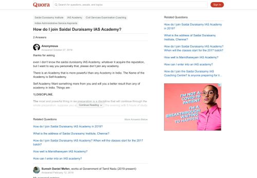
                            2. How to join Saidai Duraisamy IAS Academy - Quora