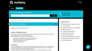 
                            5. How To Join Servers : Multiplay Support