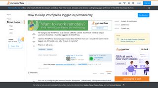 
                            3. How to keep Wordpress logged in permanently - Stack Overflow