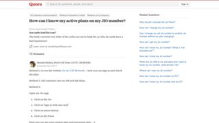 
                            5. How to know my active plans on my JIO number - Quora