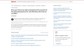 
                            7. How to know my login and password to connect to the OVH dedicated ...