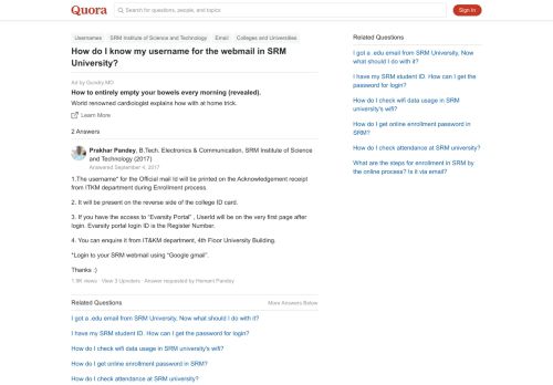 
                            11. How to know my username for the webmail in SRM University - Quora