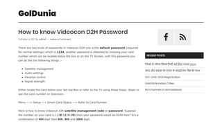 
                            8. How to know Videocon D2H password - GolDunia